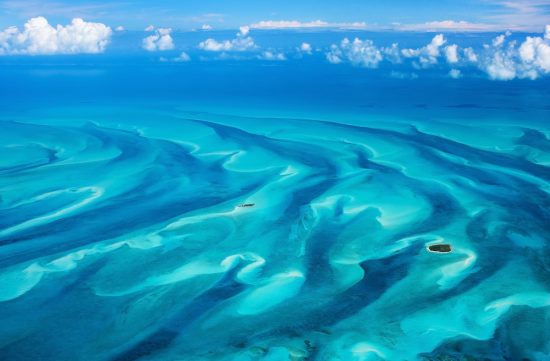 Beautiful view of Bahamas islands from above